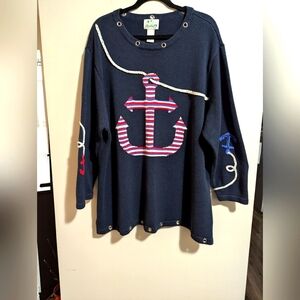 - - The Quacker Factory Tunic Length Sweater. Nautical theme (Anchors). Si…
